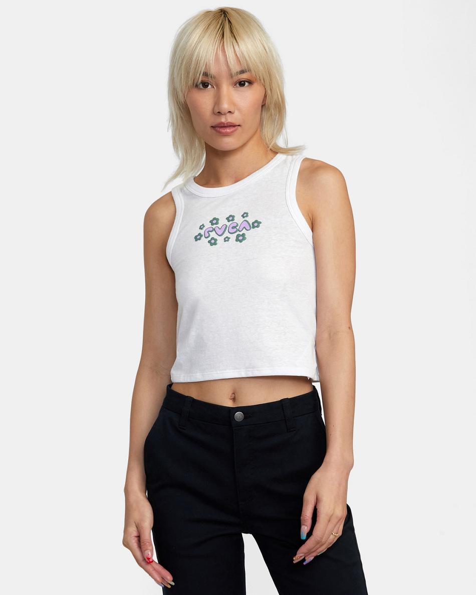 Camiseta Tirantes Rvca Retro Puff Estampadas Mujer Blancas | COXMI97400