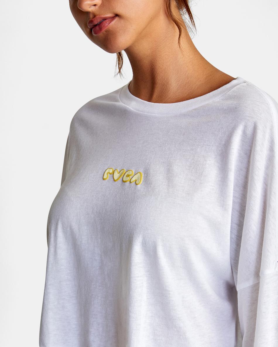 Camiseta Tirantes Rvca Retro Puff Long Sleeve Mujer Blancas | QCOUV24074