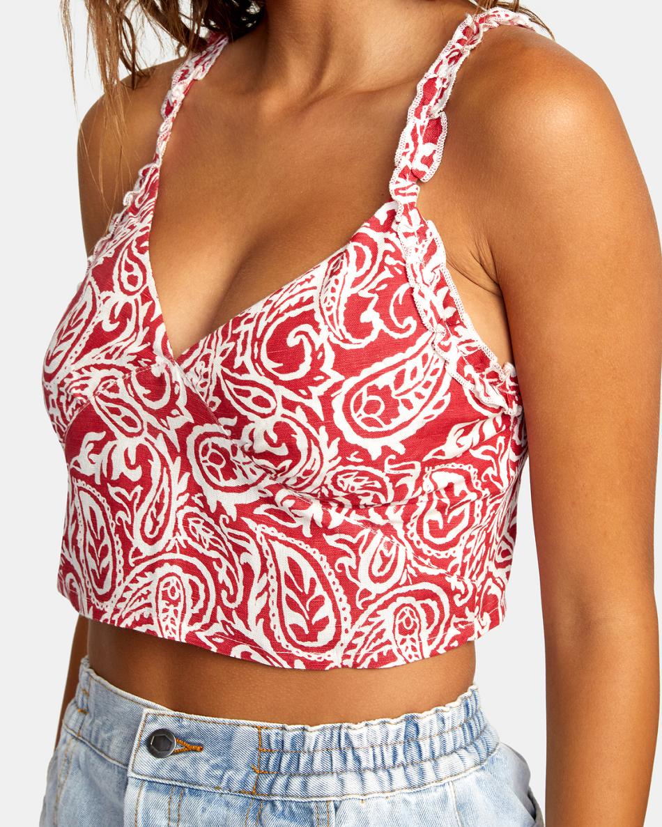 Camiseta Tirantes Rvca Sweetheart Cropped Mujer Rojas | COXBR87488