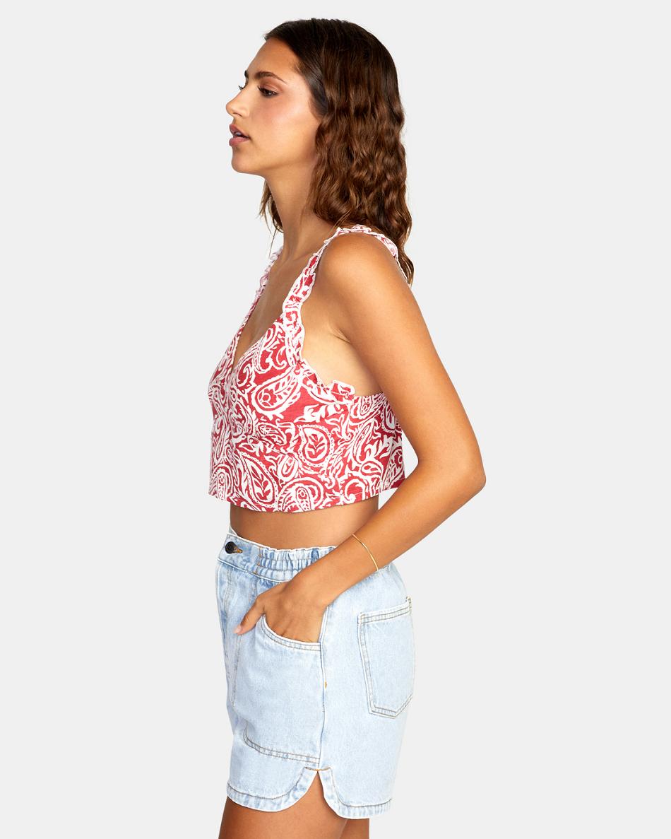 Camiseta Tirantes Rvca Sweetheart Cropped Mujer Rojas | COXBR87488