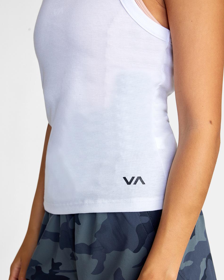 Camiseta Tirantes Rvca VA Essential Acanalado Mujer Blancas | PCOQX70645