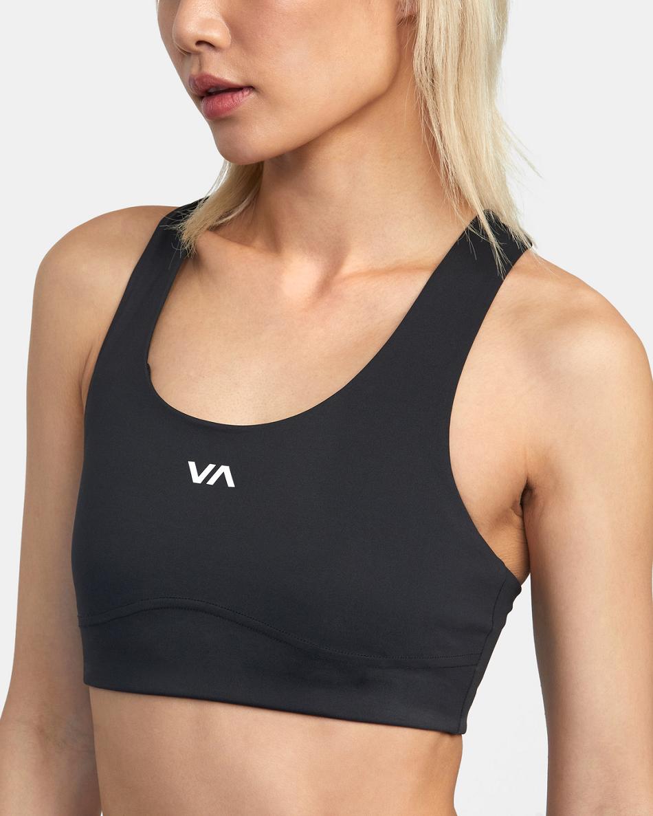 Camiseta Tirantes Rvca VA Essential Mid Support Sports Mujer Negras | FCOHY62074