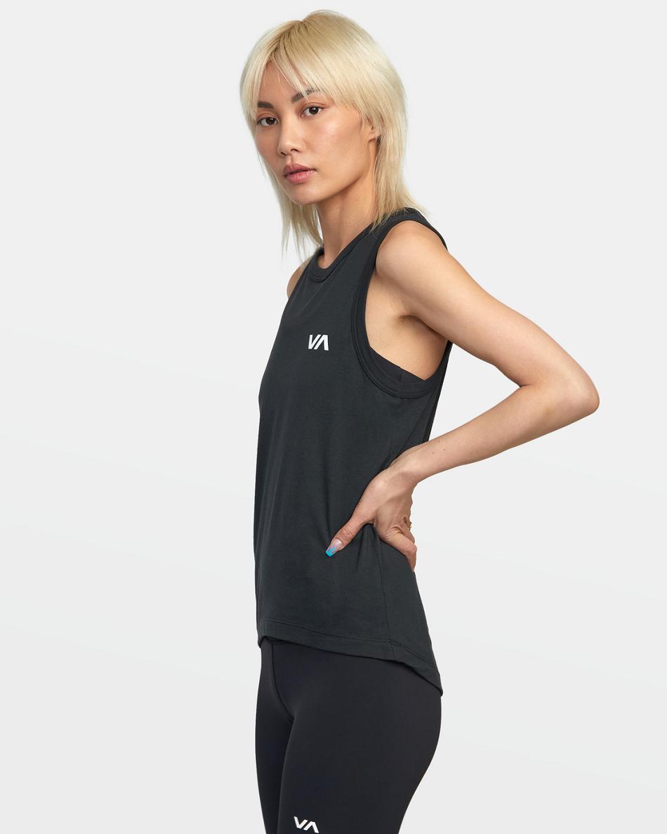 Camiseta Tirantes Rvca VA Muscle Workout Mujer Negras | XCOBH73943