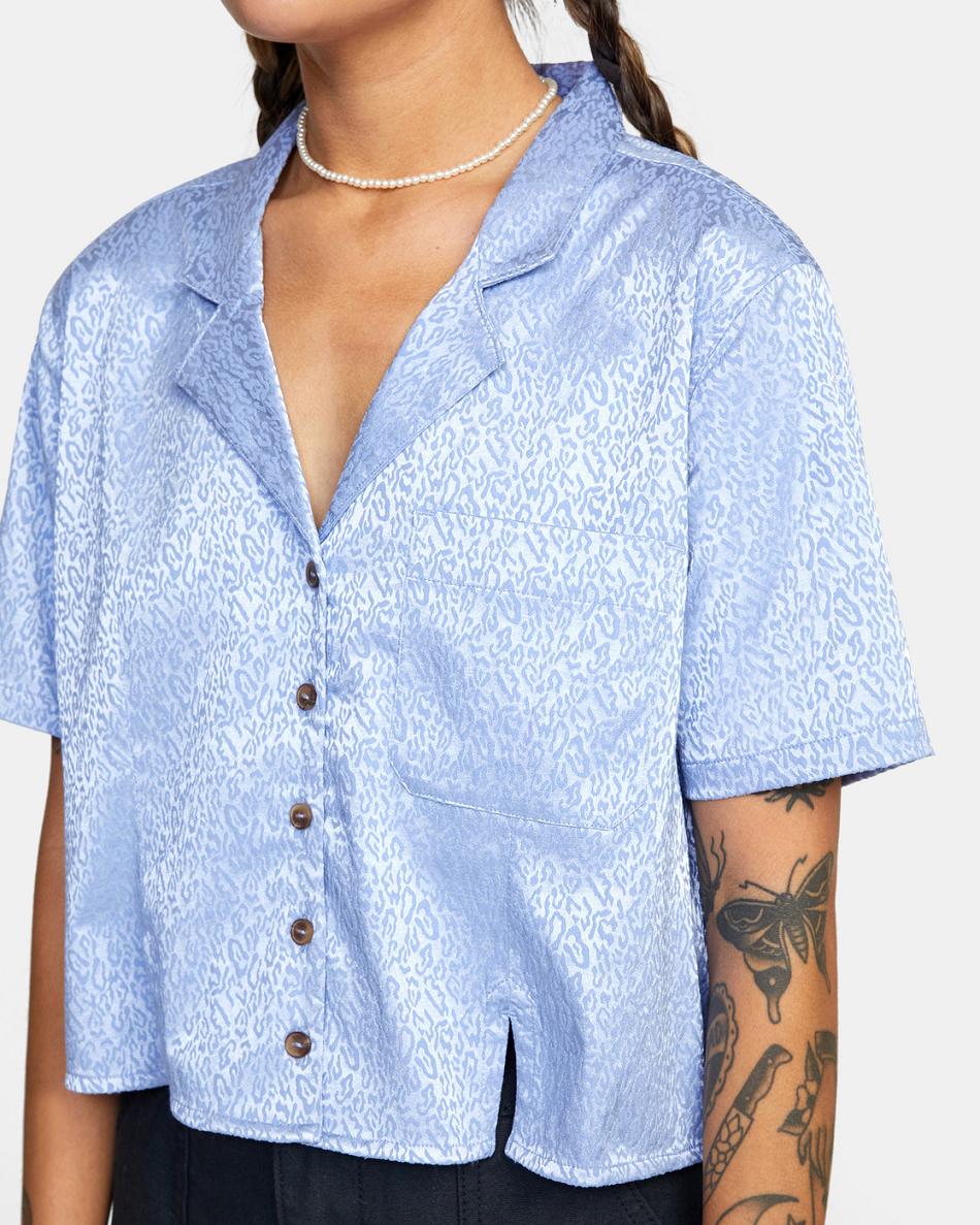 Camiseta Tirantes Rvca Vacay Button-Down Top Mujer Gris Moradas | BCOSO21061