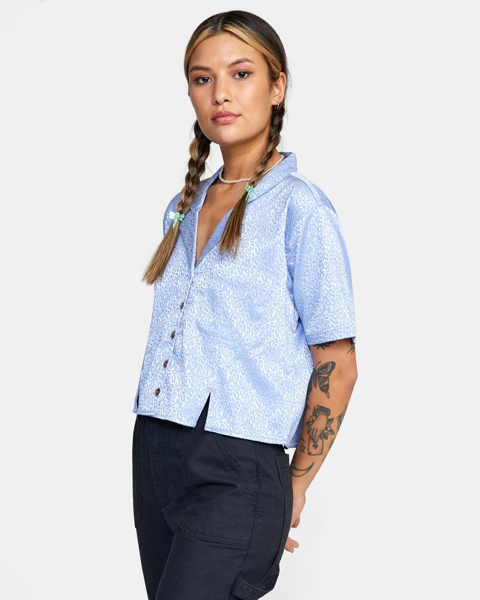 Camiseta Tirantes Rvca Vacay Button-Down Top Mujer Gris Moradas | BCOSO21061