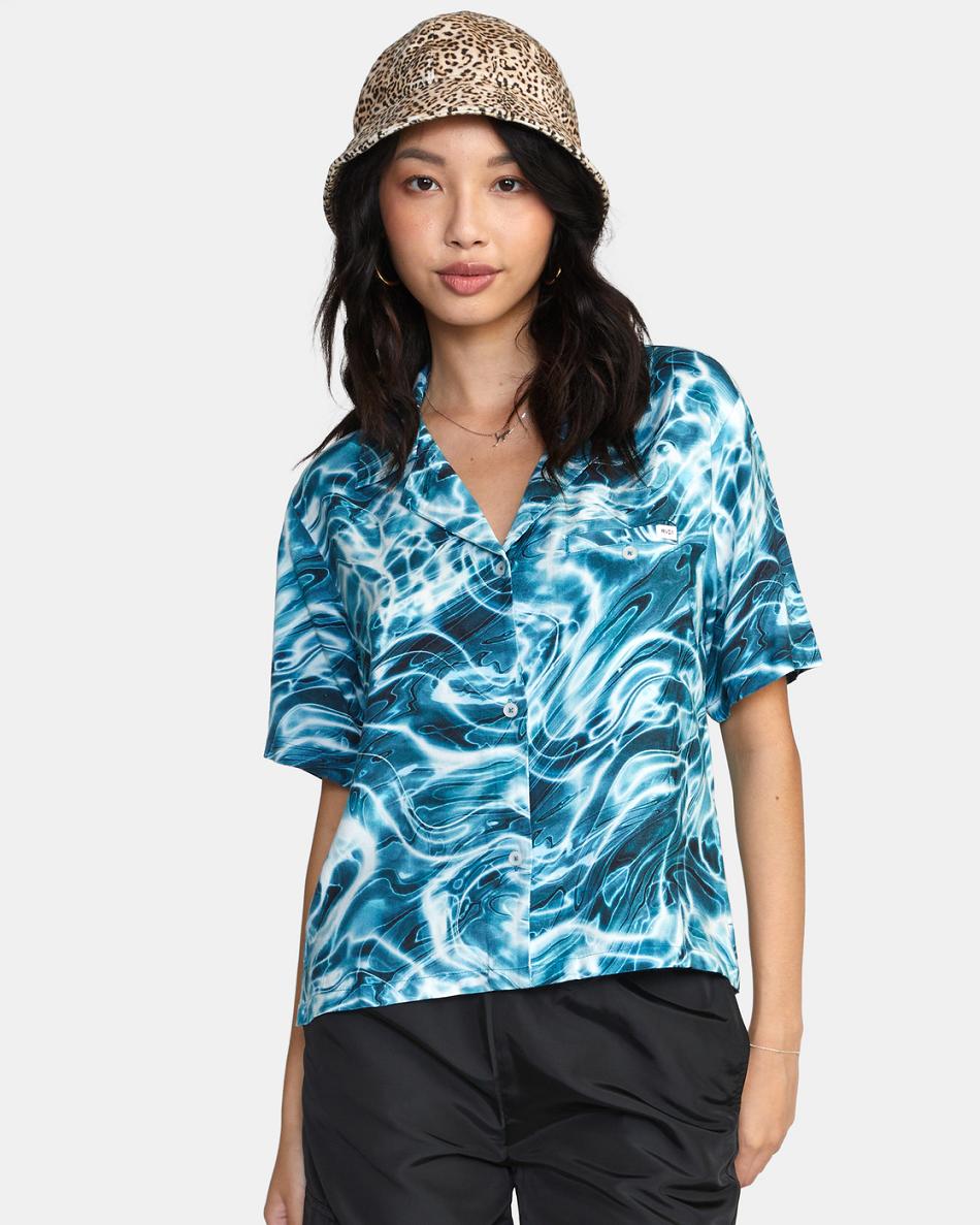 Camiseta Tirantes Rvca Wavy Button-Down Top Mujer Meadowbrook | COIIZ31336