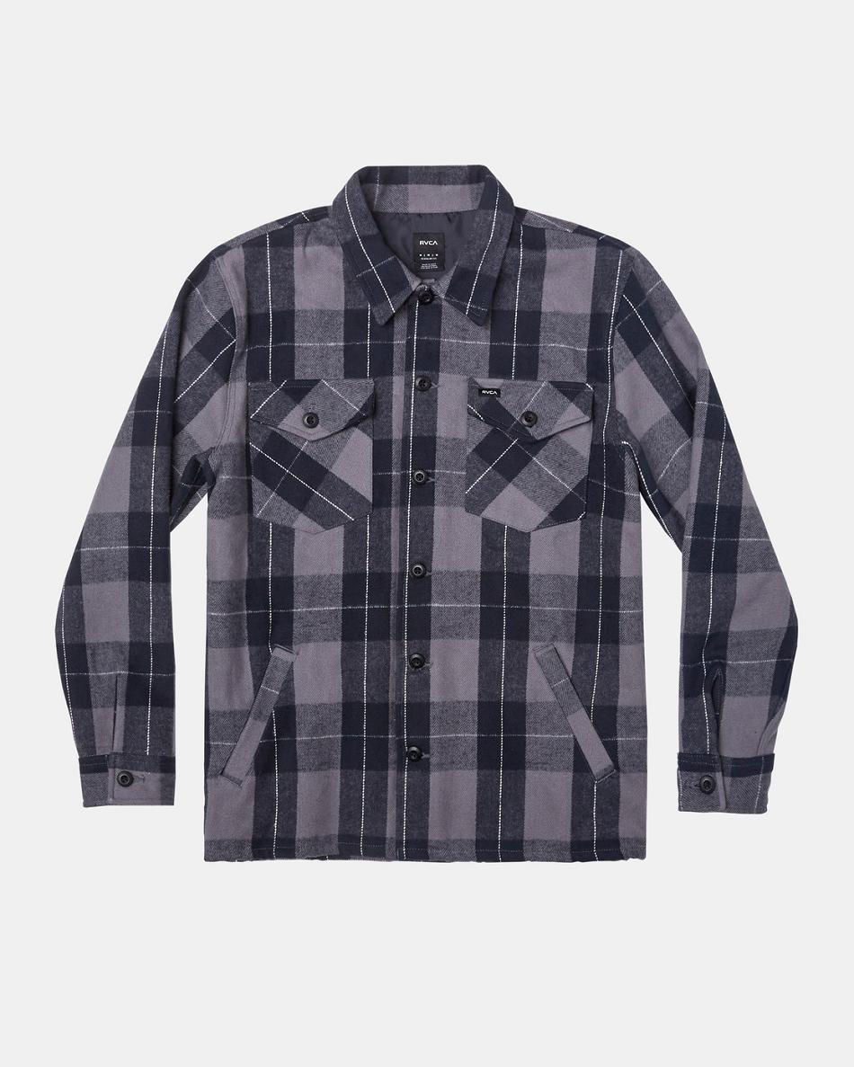 Chaquetas Rvca Flight Risk Shirt Hombre Smoke | COZPD96030