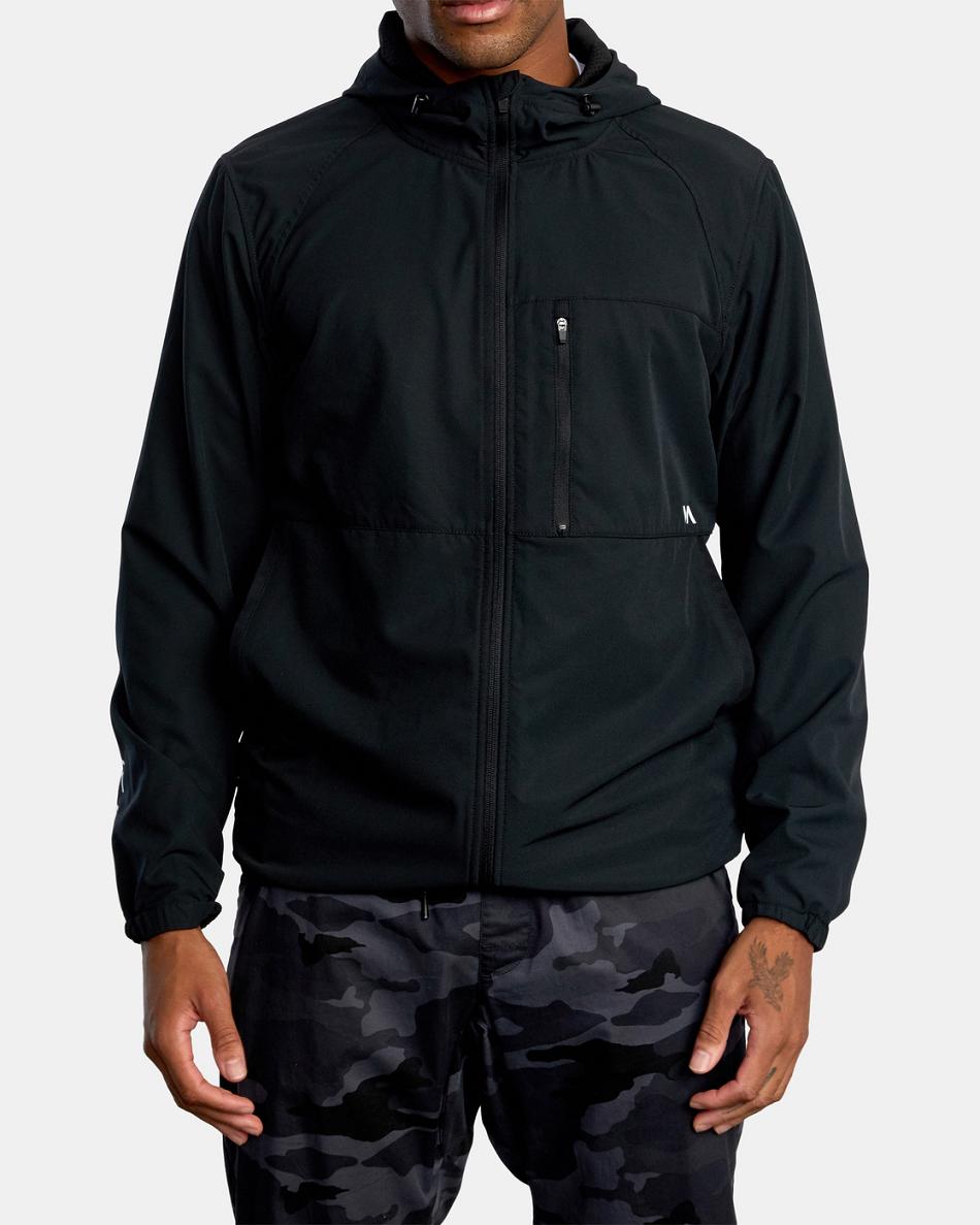 Chaquetas Rvca Yogger Zip-Up Encapuchado II Hombre Negras | COCIF50522