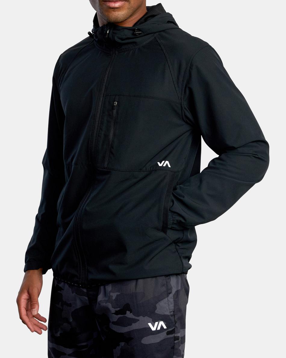 Chaquetas Rvca Yogger Zip-Up Encapuchado II Hombre Negras | COCIF50522