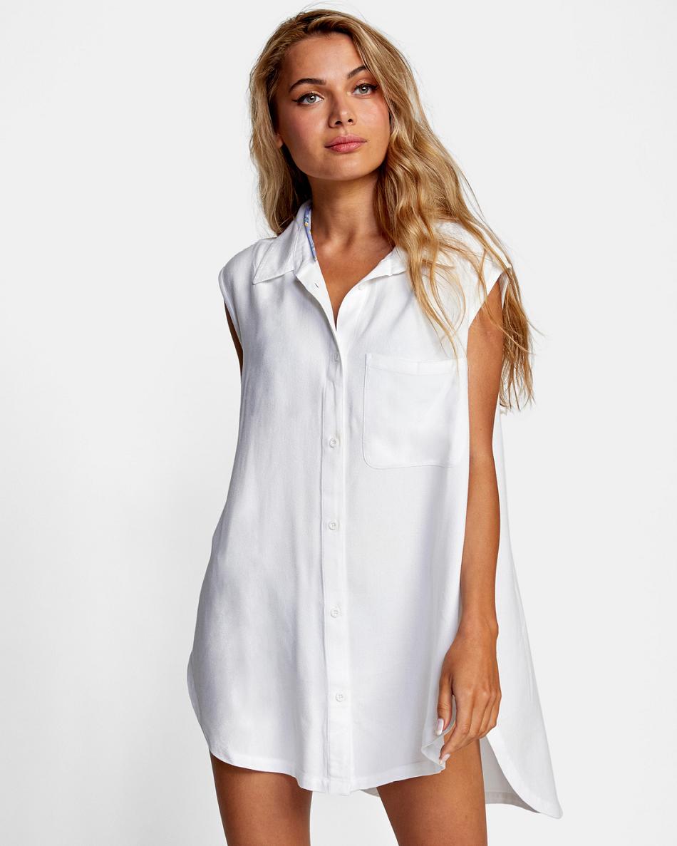 Cover ups Rvca Farewell Shirt Mujer Cloud | DCOVO14155