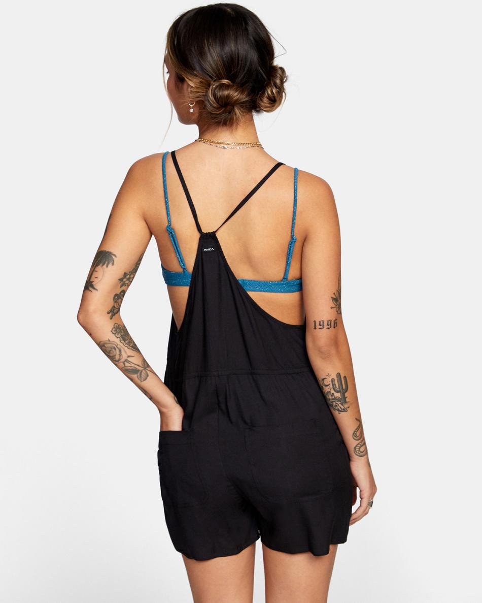 Cover ups Rvca Laidback Romper Mujer Negras | ACODF55175