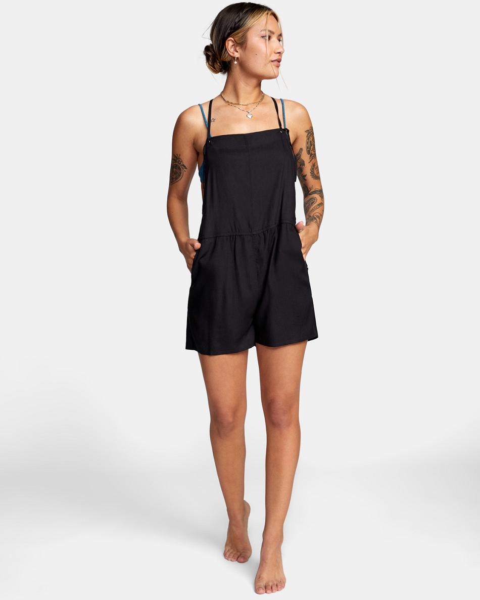 Cover ups Rvca Laidback Romper Mujer Negras | ACODF55175