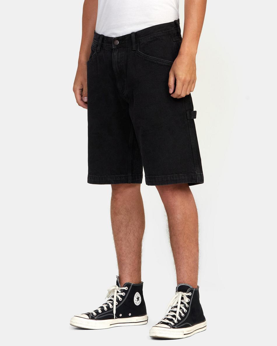 Jeans Rvca Chainmail Denim Shorts Hombre Negras | PCOQX68069