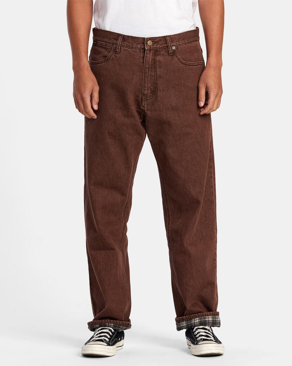 Jeans Rvca Reynolds Americana Forro Denim Hombre Chocolate | COCVG53099