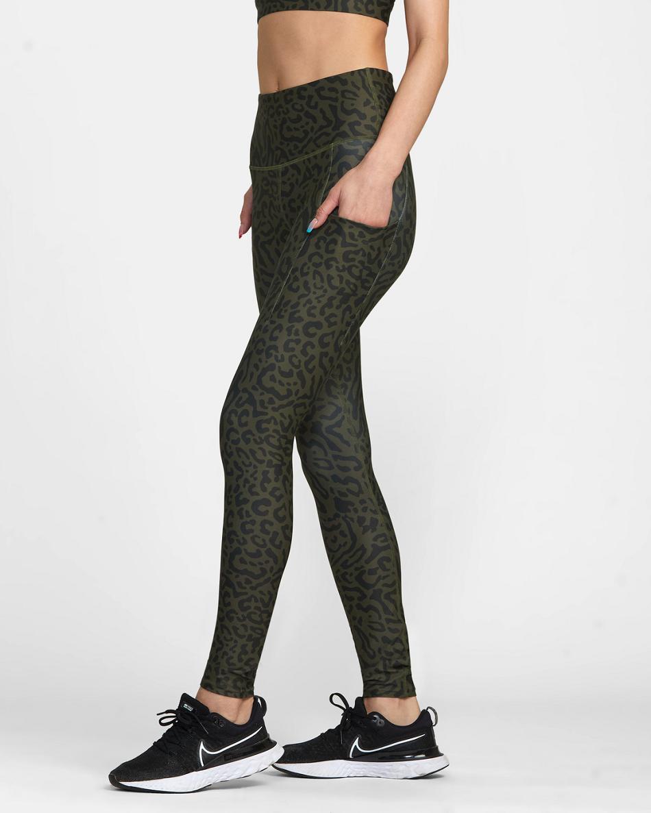 Leggins Rvca VA Deporte Pocket Technical Mujer Verde Oliva | COCIF79317