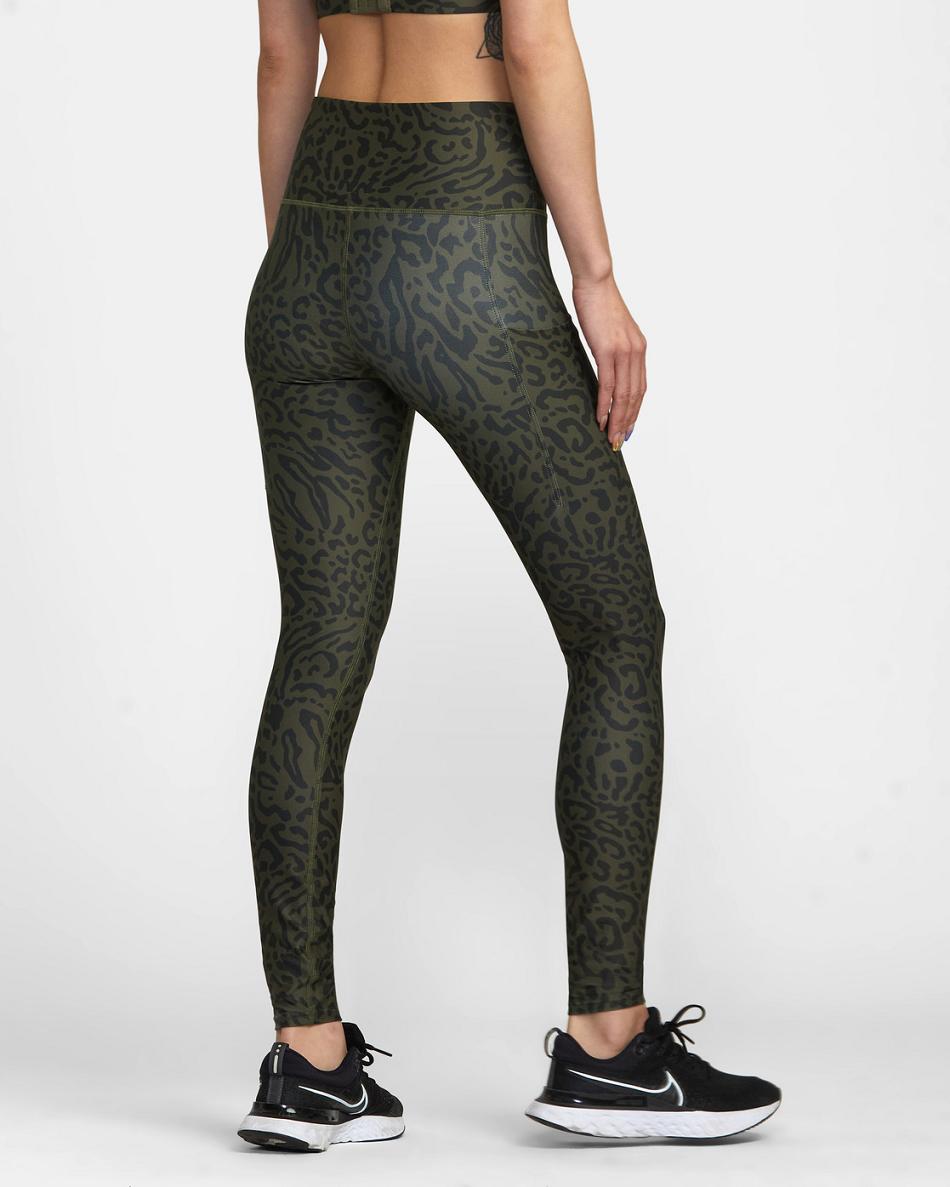 Leggins Rvca VA Deporte Pocket Technical Mujer Verde Oliva | COCIF79317