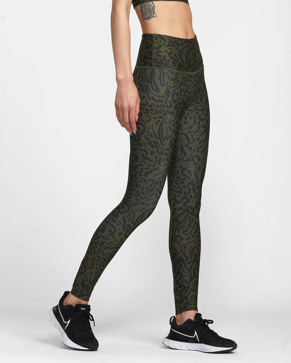 Leggins Rvca VA Deporte Pocket Technical Mujer Verde Oliva | COCIF79317