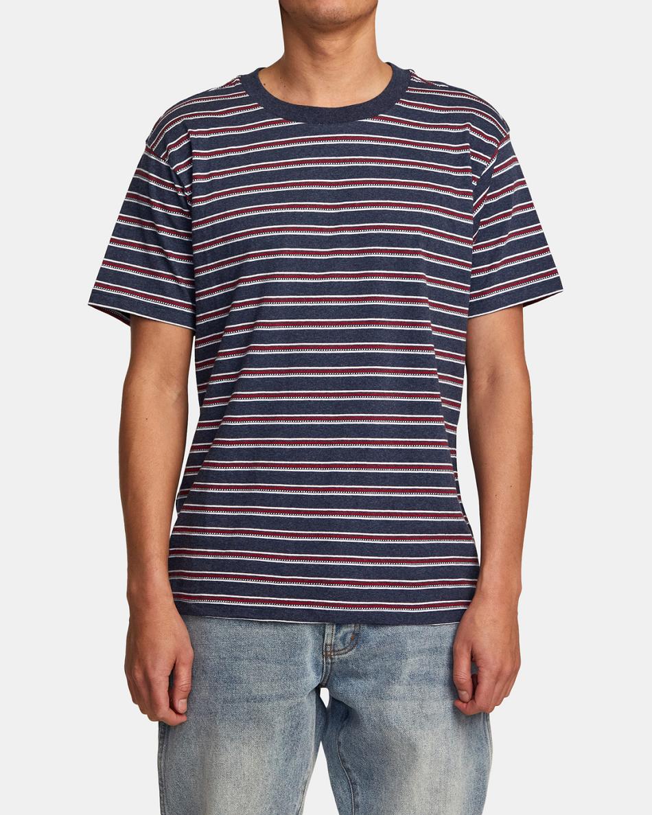 Manga corta Rvca Carretera Runner Stripe Top Hombre Azul Real | FCOUI24737