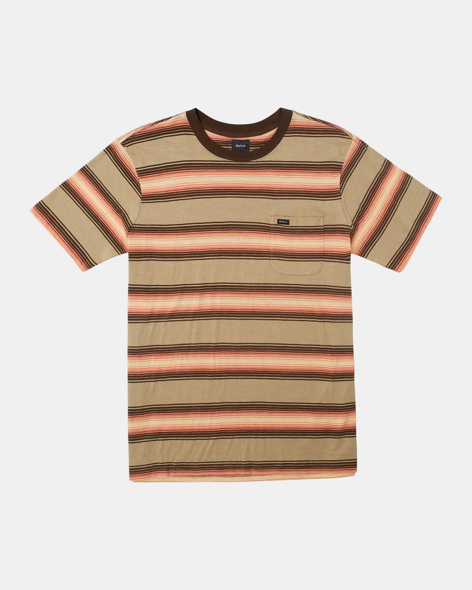 Manga corta Rvca Polanco Stripe Tee Hombre Kaki | COCVG91654