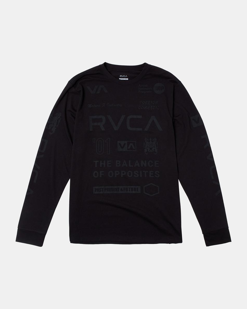 Manga larga Rvca All Brand Workout Hombre Negras | ACODF41132