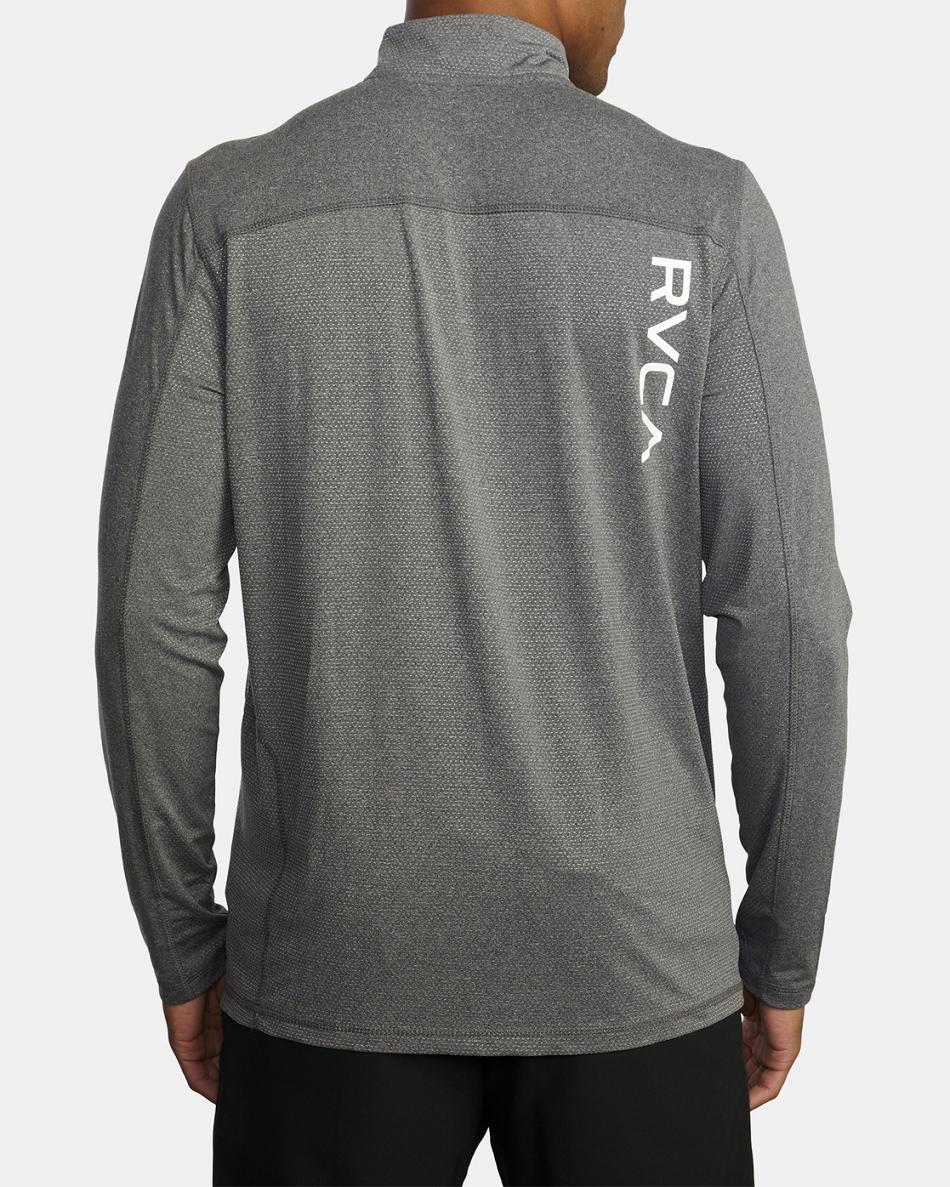 Manga larga Rvca Deporte Vent Half-Zip Pullover Hombre Charcoal Heather | PCOQX67003