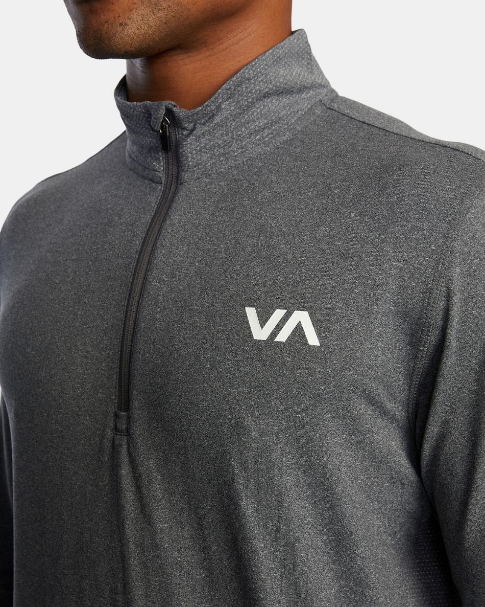 Manga larga Rvca Deporte Vent Half-Zip Pullover Hombre Charcoal Heather | PCOQX67003