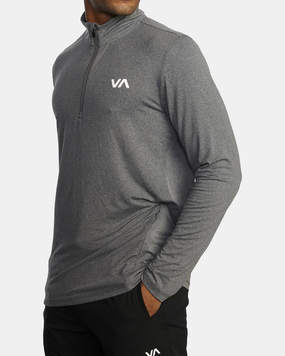 Manga larga Rvca Deporte Vent Half-Zip Pullover Hombre Charcoal Heather | PCOQX67003