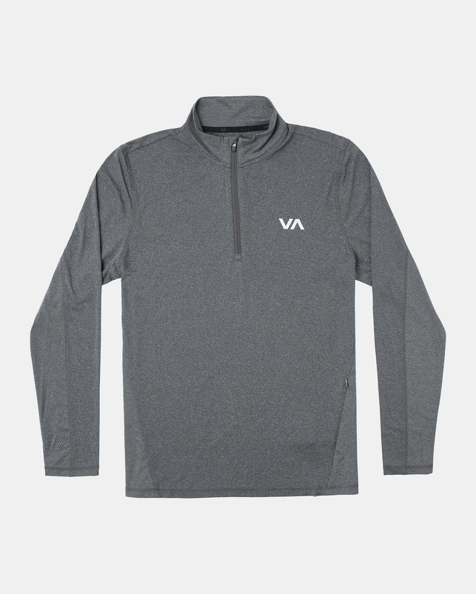 Manga larga Rvca Deporte Vent Half-Zip Pullover Hombre Charcoal Heather | PCOQX67003