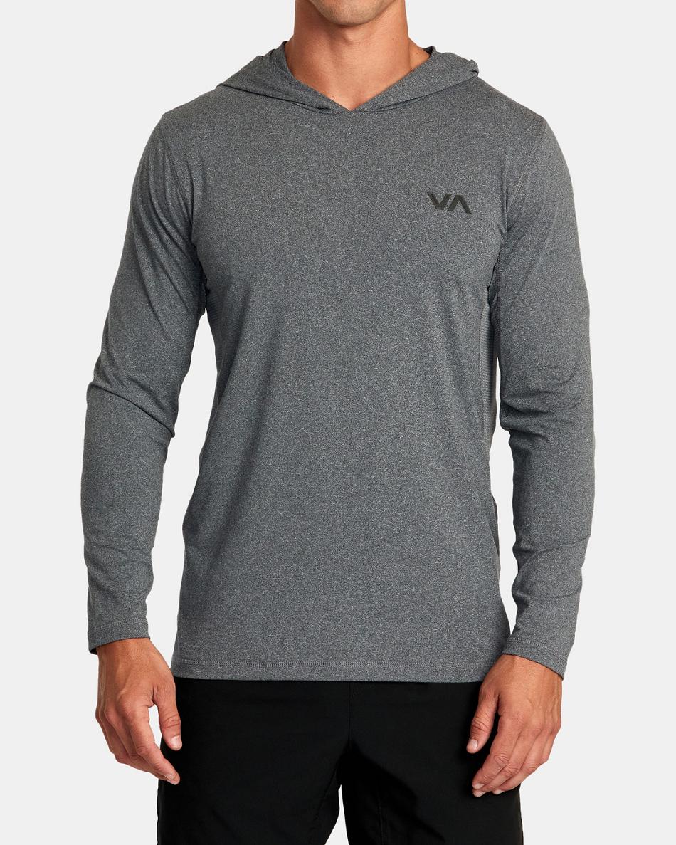 Manga larga Rvca Deporte Vent Technical Encapuchado Hombre Charcoal Heather | ACODF13574