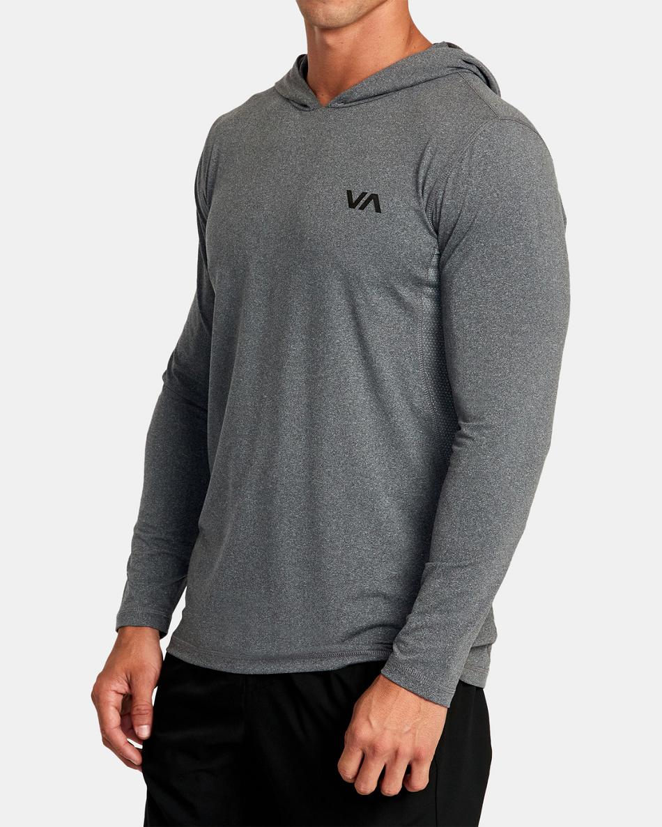 Manga larga Rvca Deporte Vent Technical Encapuchado Hombre Charcoal Heather | ACODF13574