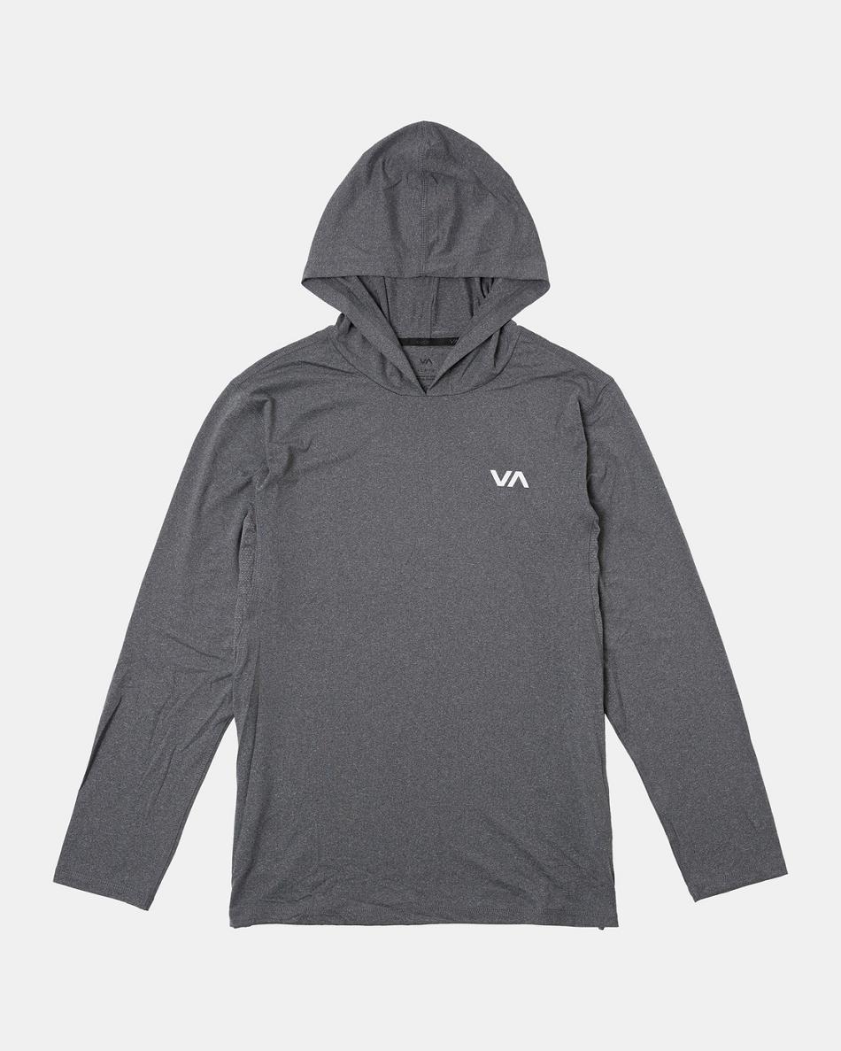 Manga larga Rvca Deporte Vent Technical Encapuchado Hombre Charcoal Heather | ACODF13574