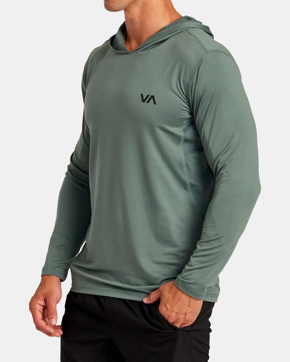 Manga larga Rvca Deporte Vent Technical Encapuchado Hombre Old Sage | QCOWA95142