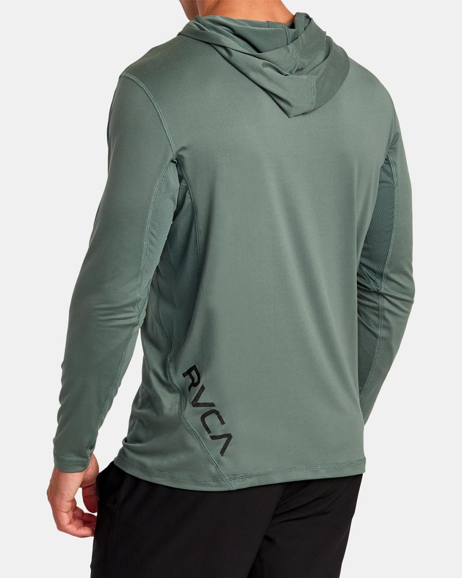 Manga larga Rvca Deporte Vent Technical Encapuchado Hombre Old Sage | QCOWA95142