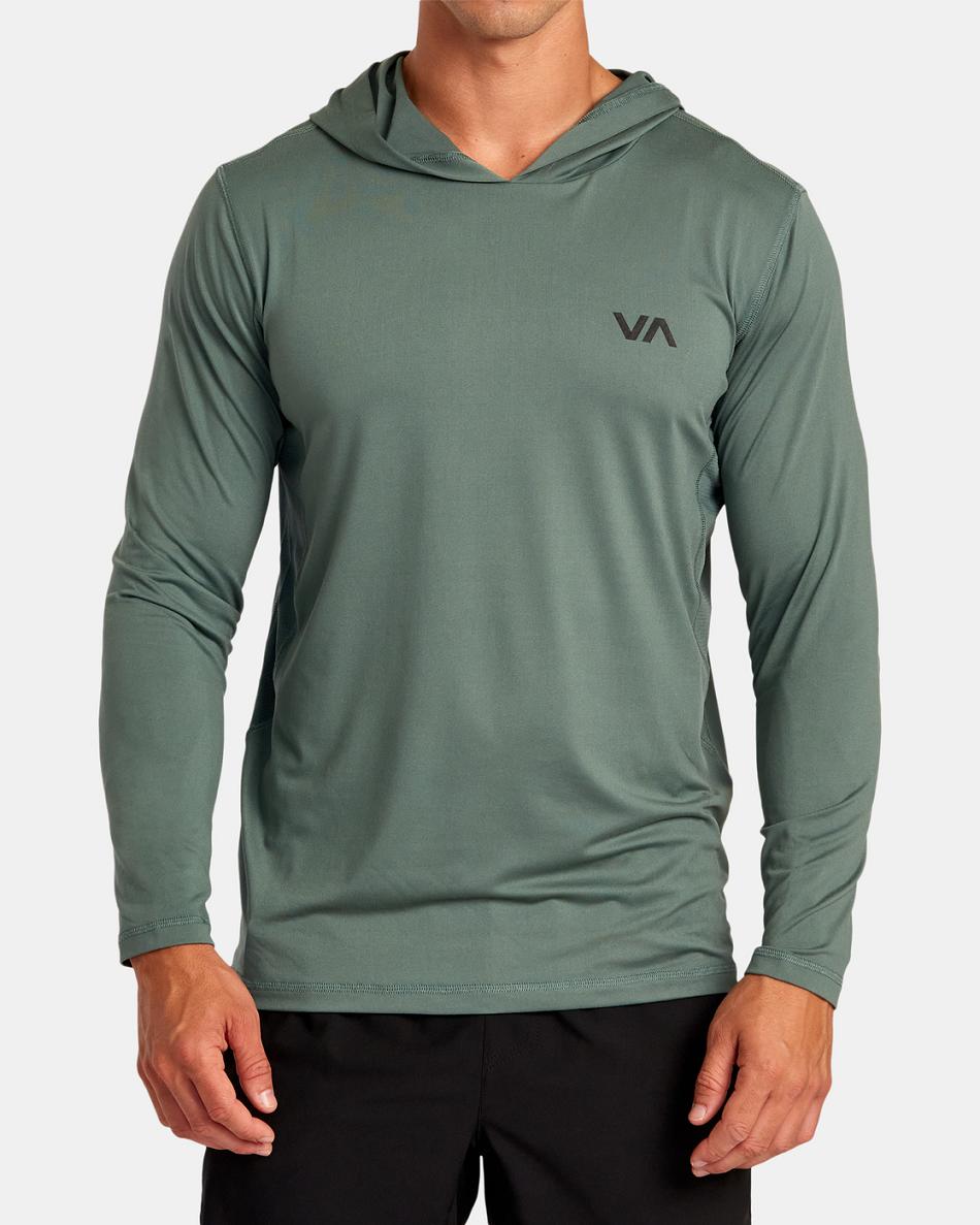 Manga larga Rvca Deporte Vent Technical Encapuchado Hombre Old Sage | QCOWA95142