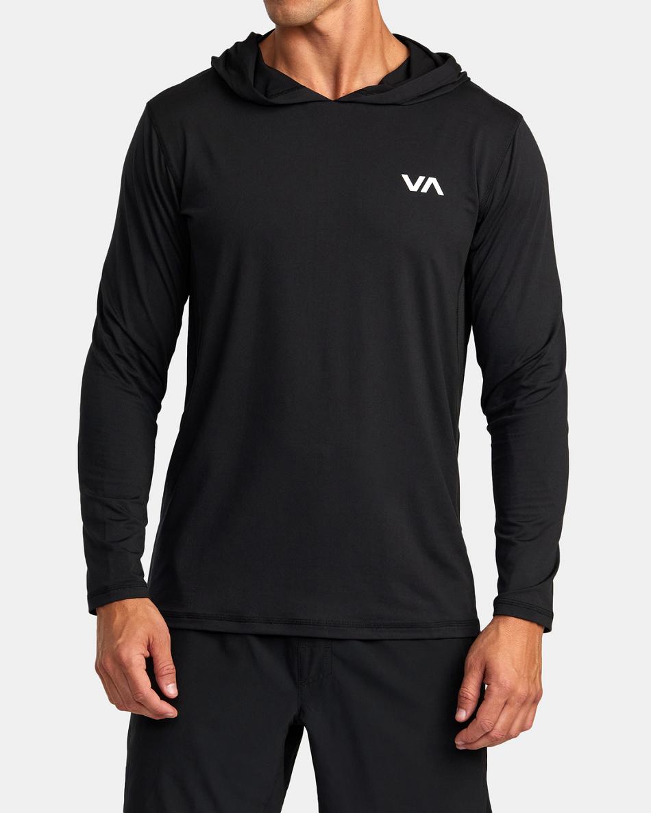 Manga larga Rvca Deporte Vent Technical Encapuchado Hombre Negras | SCONY22268