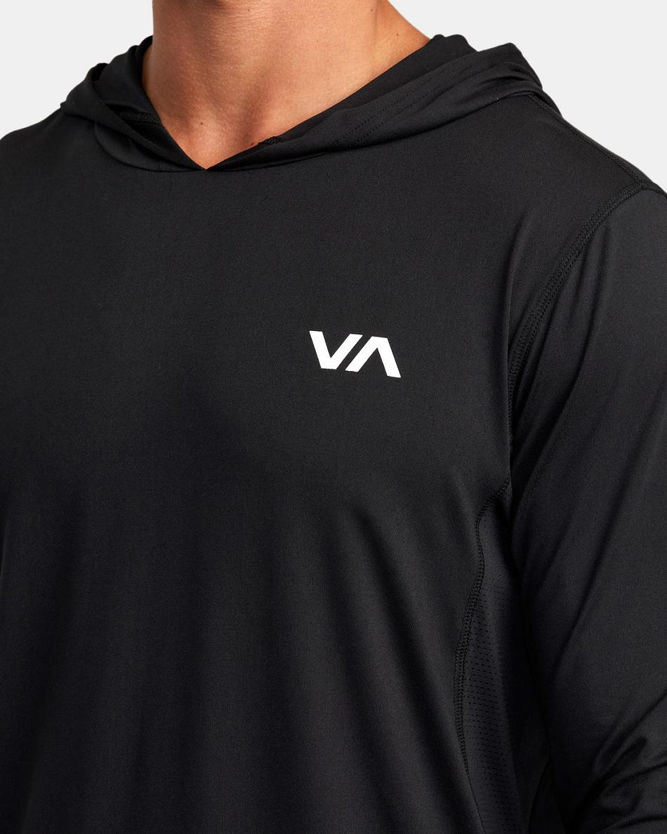 Manga larga Rvca Deporte Vent Technical Encapuchado Hombre Negras | SCONY22268