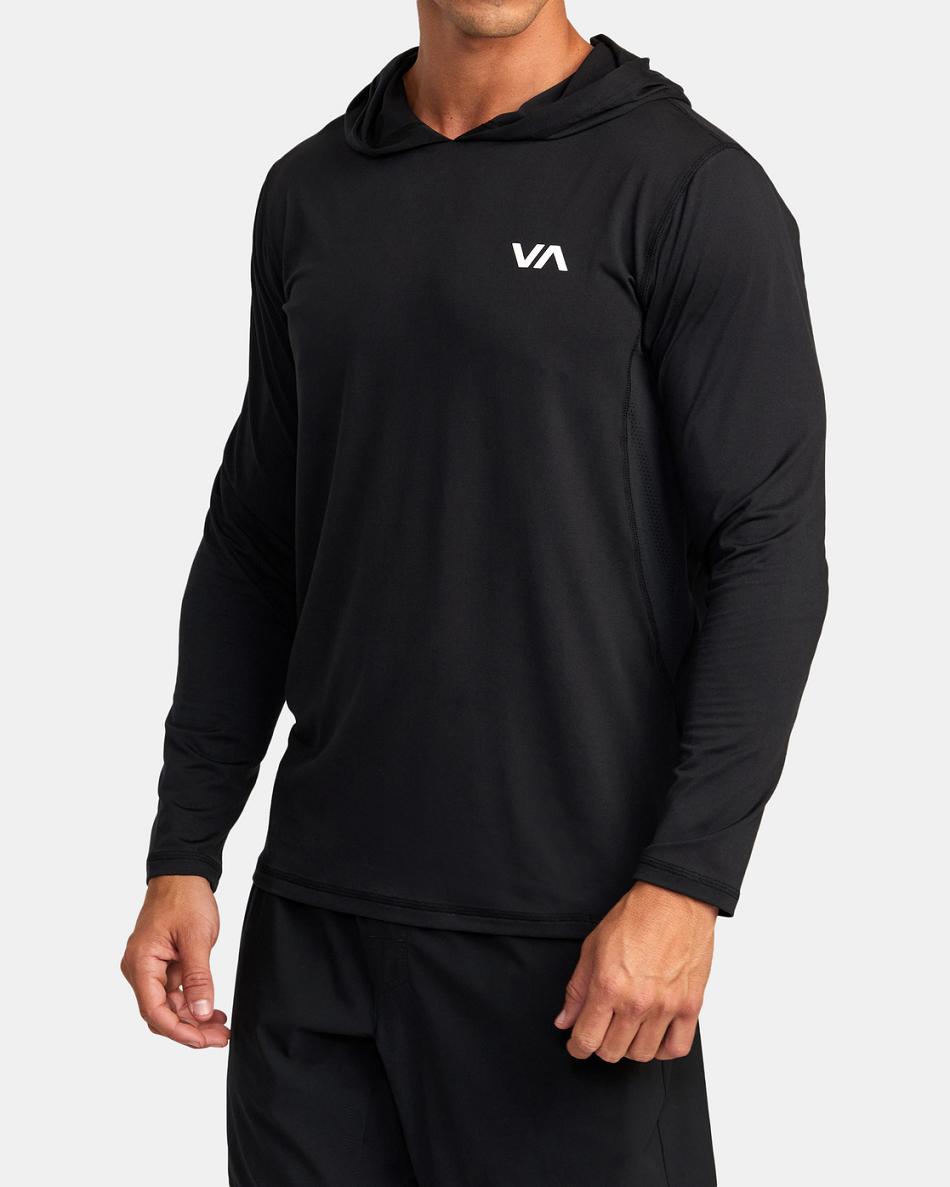 Manga larga Rvca Deporte Vent Technical Encapuchado Hombre Negras | SCONY22268