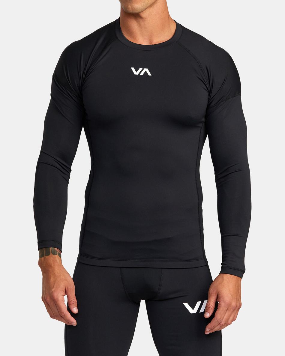 Manga larga Rvca VA Deporte Compression Hombre Negras | ZCOMJ61973