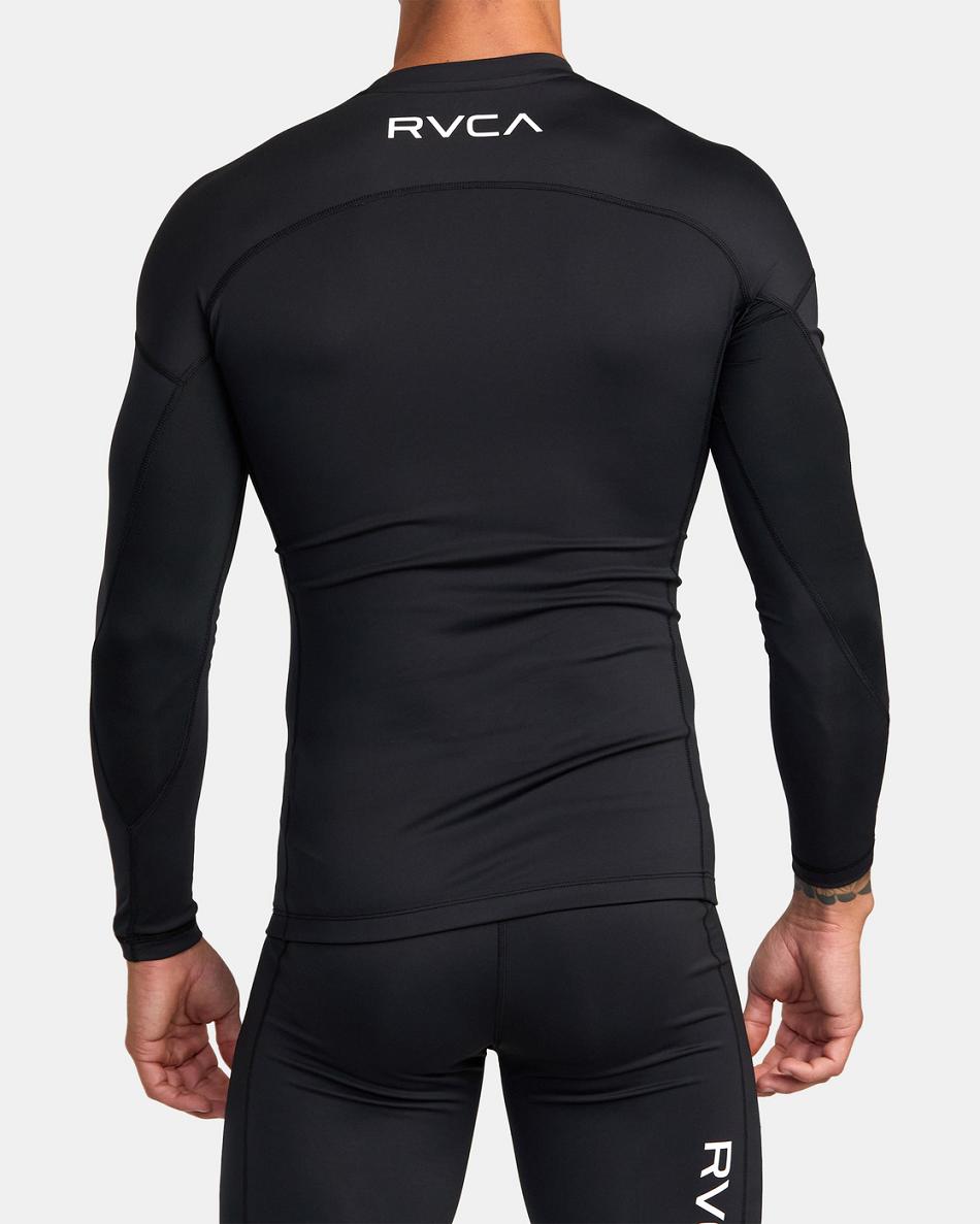 Manga larga Rvca VA Deporte Compression Hombre Negras | ZCOMJ61973