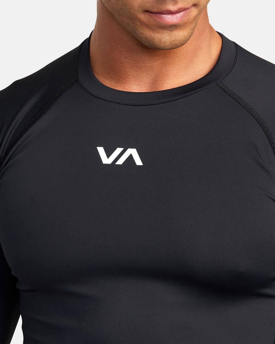 Manga larga Rvca VA Deporte Compression Hombre Negras | ZCOMJ61973