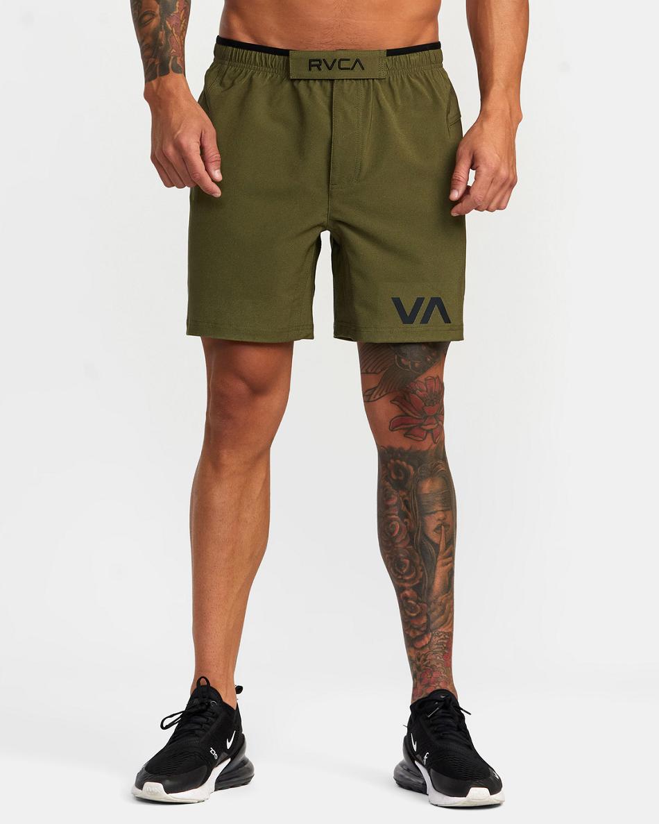 Pantalones Cortos Para Correr Rvca Grappler Elastic Hombre Verde Oliva | TCOPQ33910