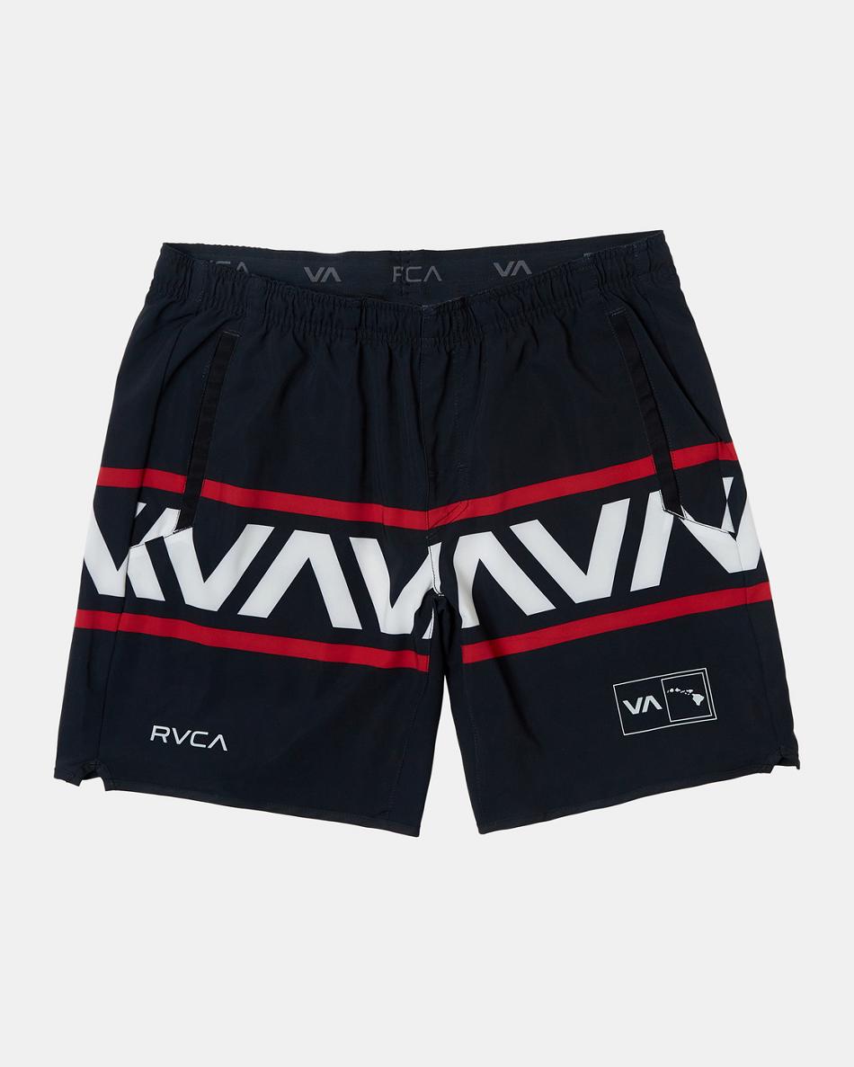 Pantalones Cortos Para Correr Rvca Hawaii Banded Yogger Stretch Hombre Negras | COZPD20374