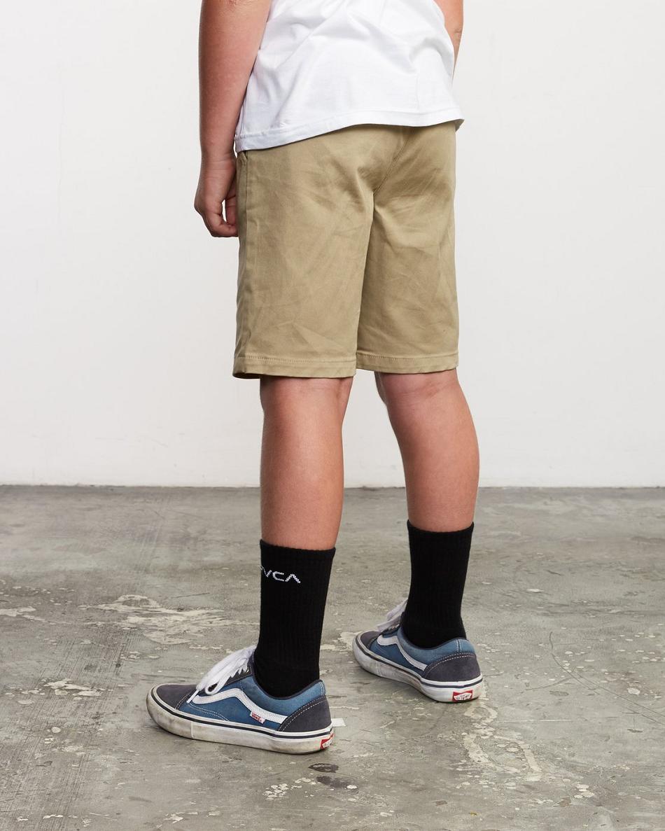 Pantalones Cortos Rvca Boys Weekday Stretch Niño Kaki | ACODF49025