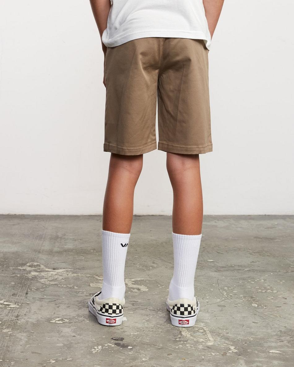 Pantalones Cortos Rvca Boys Weekday Stretch Niño Kaki Oscuro | SCOVO88685