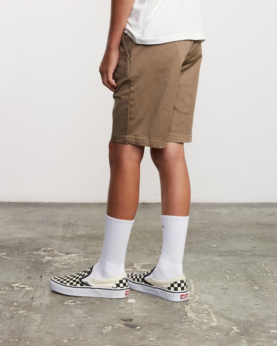 Pantalones Cortos Rvca Boys Weekday Stretch Niño Kaki Oscuro | SCOVO88685