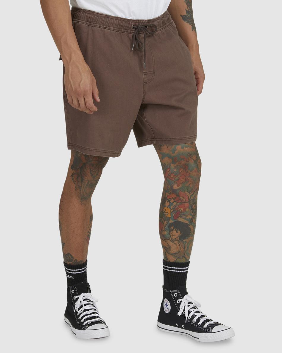 Pantalones Cortos Rvca Escape Elasticized Hombre Cafe | COCIF47027