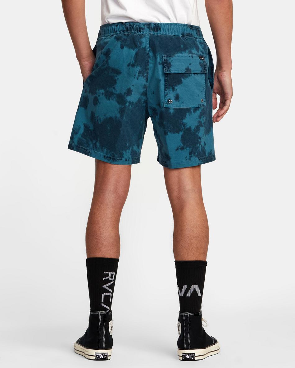 Pantalones Cortos Rvca Escape Print Elastic 17 Hombre Azules | COCIF86183