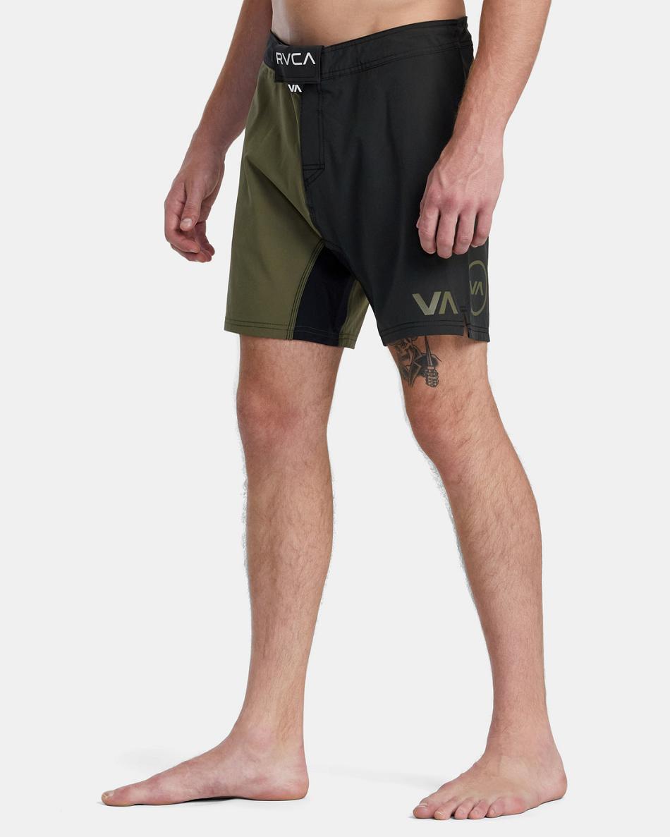 Pantalones Cortos Rvca Fight Scrapper Elastic 15 Hombre Verde Oliva Oscuro | UCOTG54569