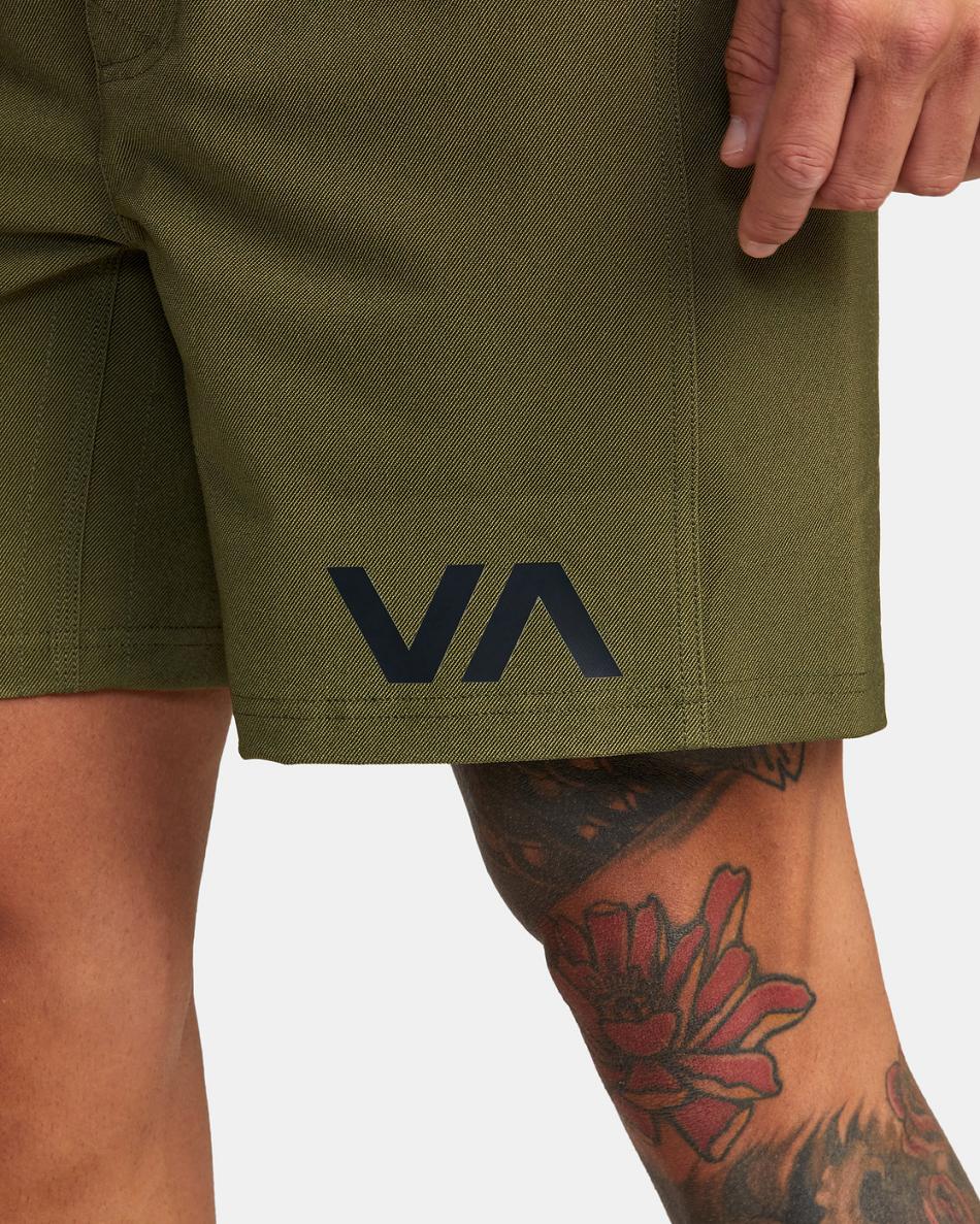 Pantalones Cortos Rvca Grappler Elastic 17 Hombre Verde Oliva | YCOVQ35088