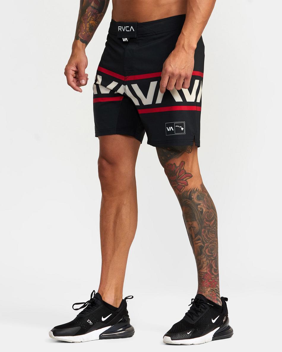 Pantalones Cortos Rvca Hawaii Fight Scrapper 17 Technical Hombre Negras | TCOWZ88754